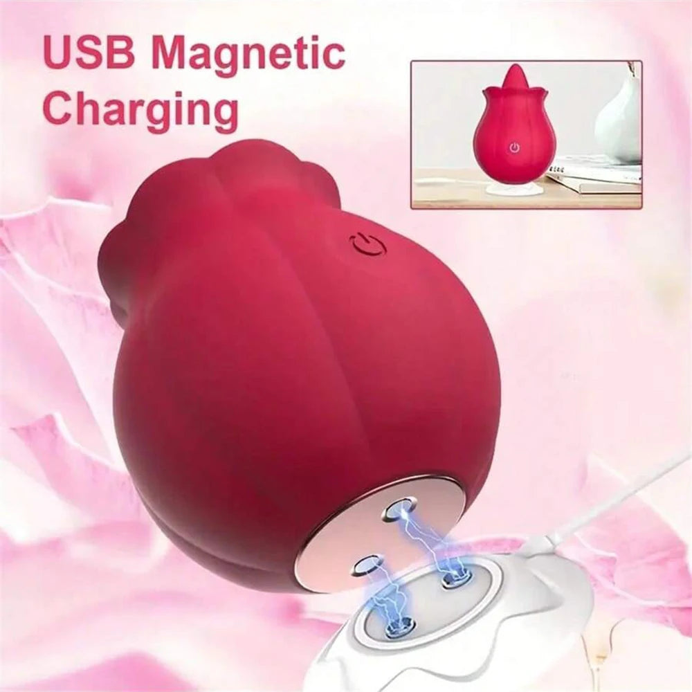 Rose Toy Swing Tongue Licking Vibrator Female Powerful Oral Nipple Clitoris Stimulator Massager Adults Goods Sex Toys for Women