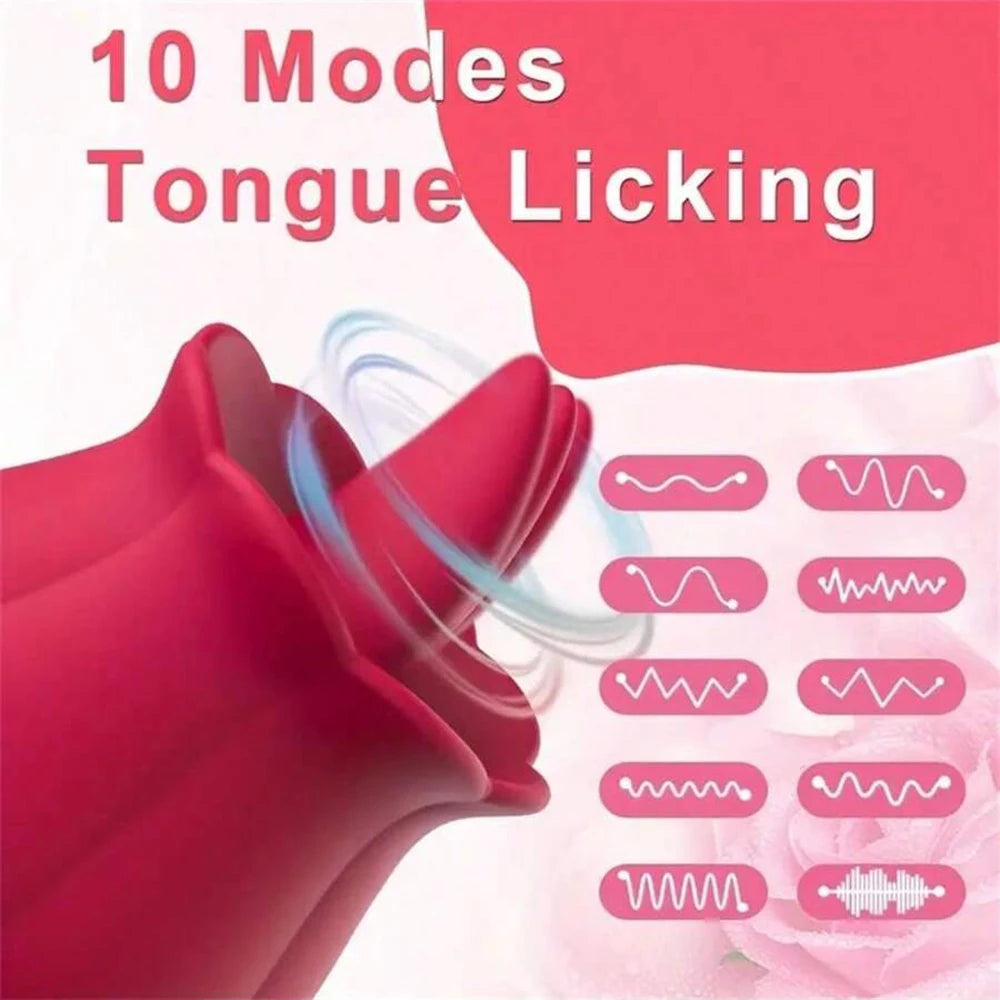 Rose Toy Swing Tongue Licking Vibrator Female Powerful Oral Nipple Clitoris Stimulator Massager Adults Goods Sex Toys for Women